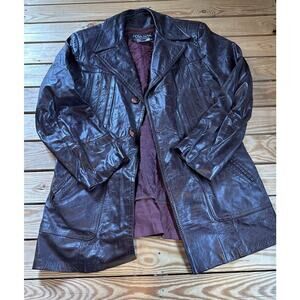 Vintage Cosa Nova Leather Jacket Size 42 Mens Brown Button Front